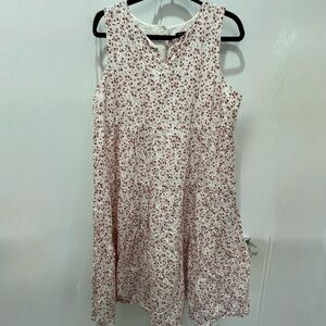 Banana Republic White and Red Tiered Floral Midi Dress